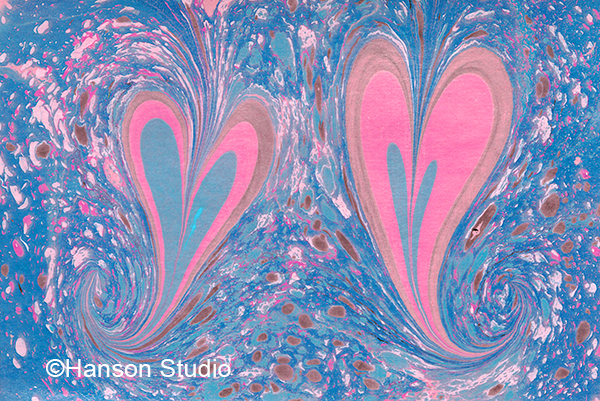 Pink and Blue Hearts on Blue Confetti
